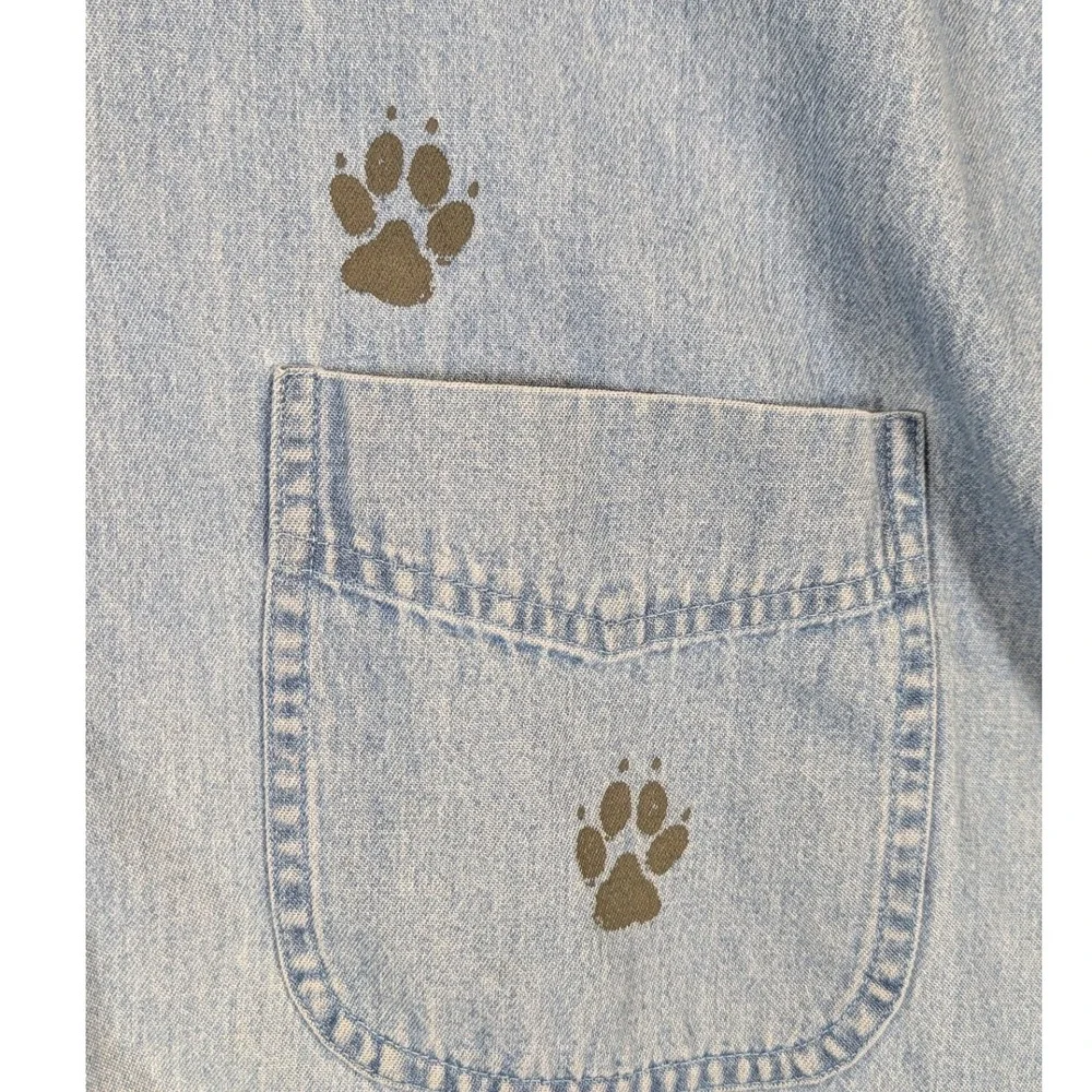 Most Wanted Mens XL Westie Dog American Flag Bandana Denim Short Sleeve Shirt - Picture 3 of 8